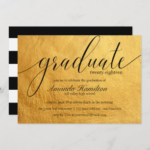 Faux Gold typographie Graduation Invitation