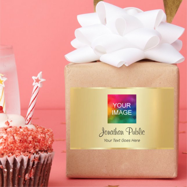 Faux Gold Upload Your Photo or Business Logo Sticker (Party)