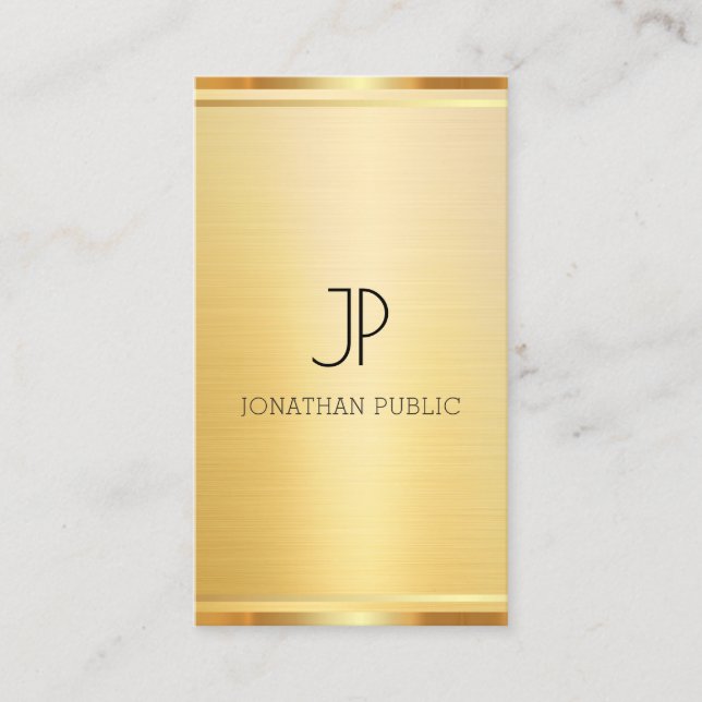 Faux Gold Vertical Template Professional Elegant Business Card (Front)