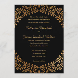 Faux Gold Wedding Invite Hosted by Bride's Parents