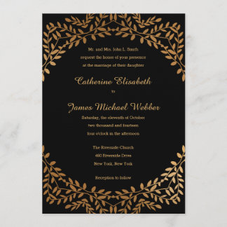 Faux Gold Wedding Invite Hosted by Bride's Parents