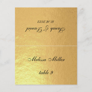Faux Gold Wedding Place Card Printed Guest Name