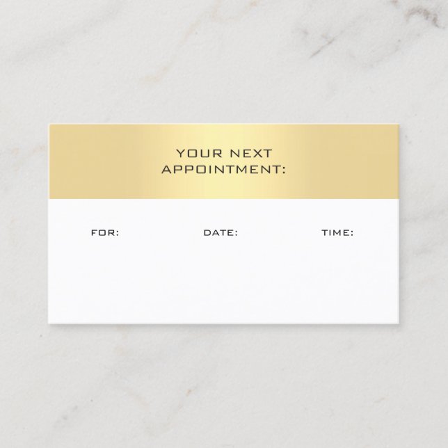 Faux Gold White Appointment Reminder Template (Front)
