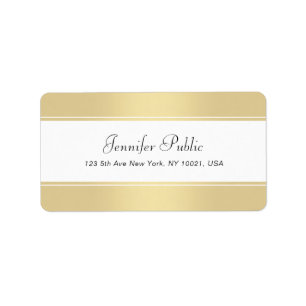 Faux Gold White Handwriting Script Elegant Modern Label