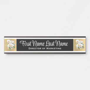 Faux Gold White Orchids Office Door Signs