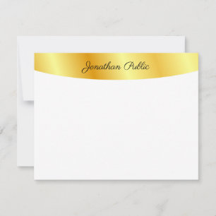 Faux Gold White Personalized Elegant Handwritten Card