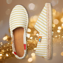 Faux Gold White Stripes Fashion Chic Cool Slip On