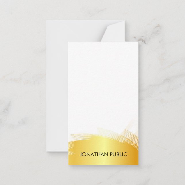 Faux Gold White Template Monogram Elegant Simple (Front)
