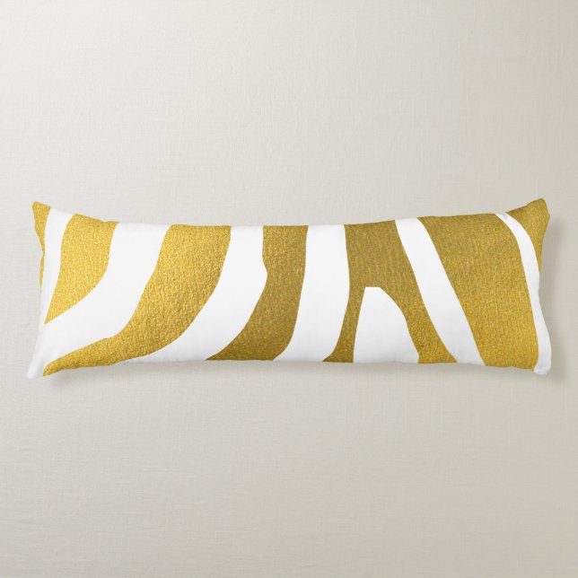 Faux Gold Zebra Print Stripes Pattern Body Pillow (Front)