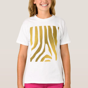 Faux Gold Zebra Print Stripes Pattern T-Shirt