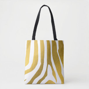 Faux Gold Zebra Print Stripes Pattern Tote Bag