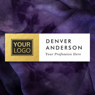 Faux golden and white custom logo, name and title tag