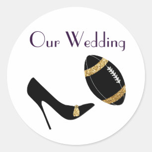 Faux Golden Glitter & Black Football Themed Classic Round Sticker