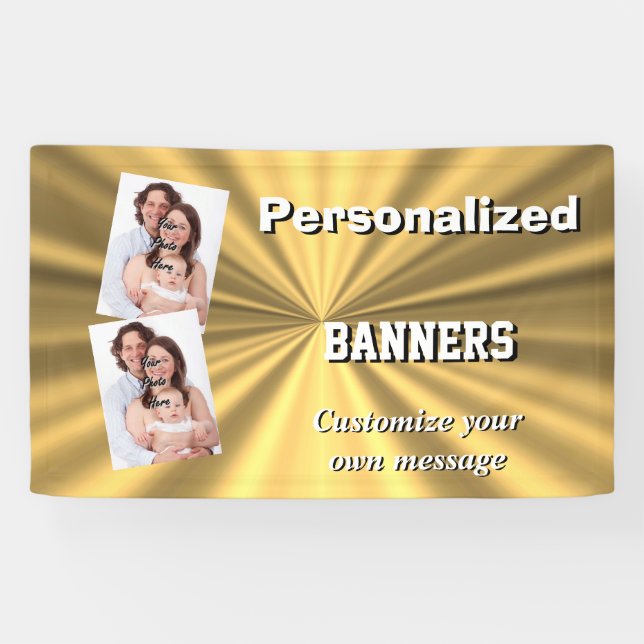 Faux golden metallic gold minimal banner (Horizontal)