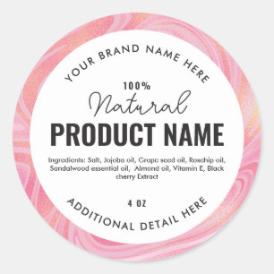 Faux golden swirl foil Product Round Label