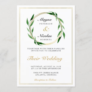 Faux Golden Wreath Faire-part de mariage