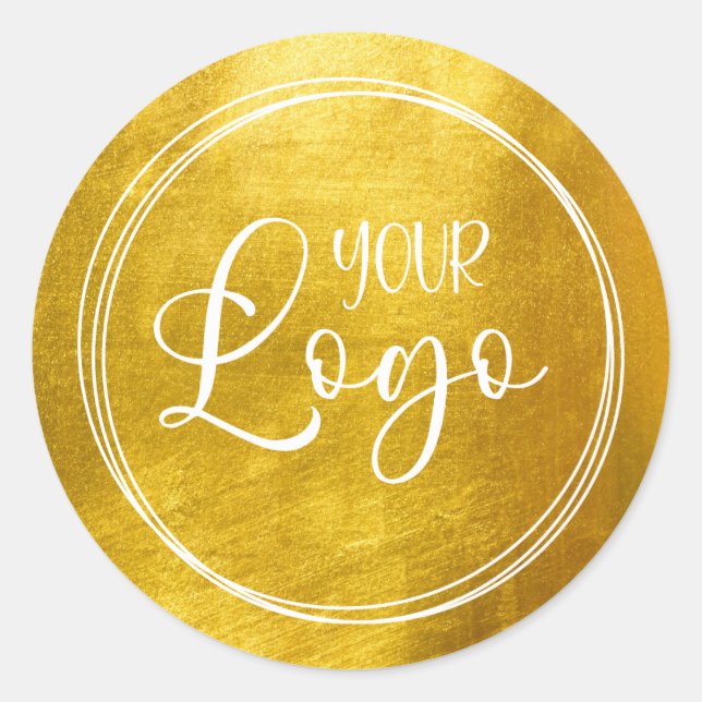 Faux Golden Yellow Foil for Your Logo Classic Round Sticker (Front)