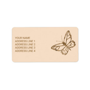 Faux Golden Yellow Foil Look-like Butterfly & Text Label