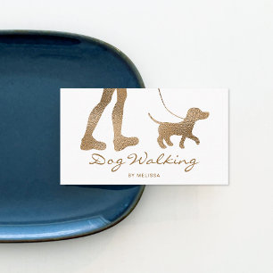 Faux Golden Yellow Foil Look-like Dog Walker Business Card