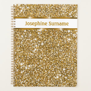 Faux Golden Yellow Glitter Texture & Custom Text Planner