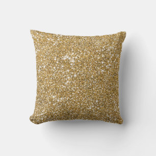 Faux Golden Yellow Glitter Texture Look Graphic Throw Pillow