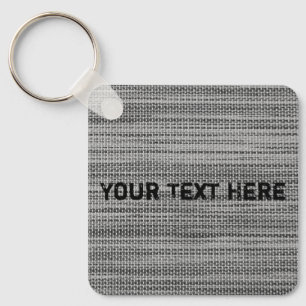 Faux Gray Fabric Keychain with Custom Text