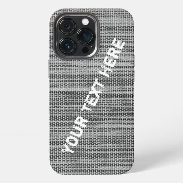 Faux Gray Fabric - Your Text Name iPhone Case (Back)