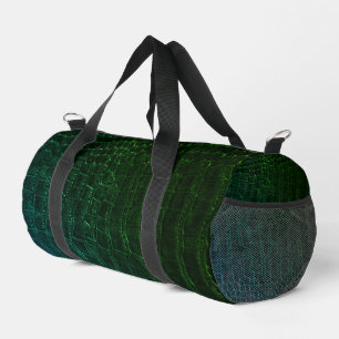 Faux Green Alligator Crocodile Leather Print Duffle Bag