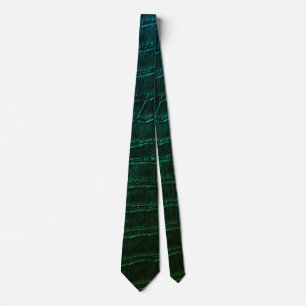 Faux Green Alligator Crocodile Leather Print Tie