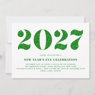 Faux Green Glitter 2026 New Year's Eve Party Invitation