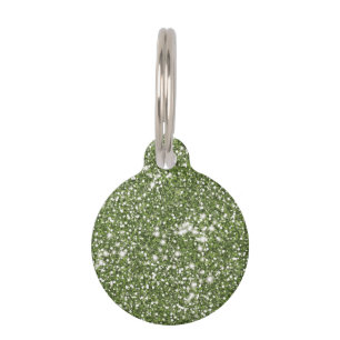 Faux Green Glitter Texture Look & Pet's Info Pet Tag