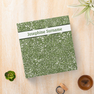 Faux Green Glitter Texture Look With Custom Name Binder