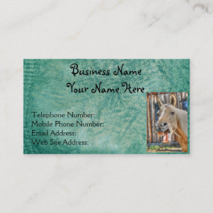 Faux Green Leather & Happy Horse Design 2 Business Card