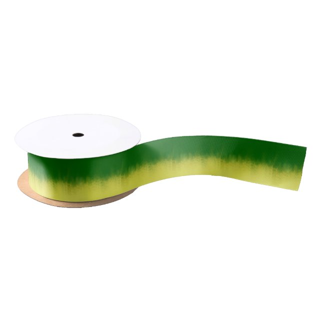 Faux Green Yellow Tye Dye Ribbon Satin Ribbon (Spool)
