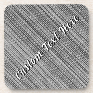 Faux Grey Fabric Coasters with Custom Text