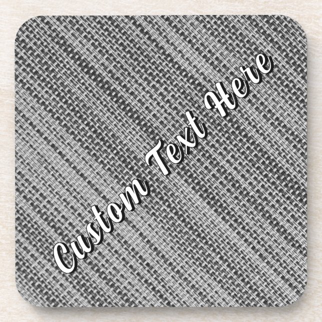 Faux Grey Fabric Coasters with Custom Text (Front)