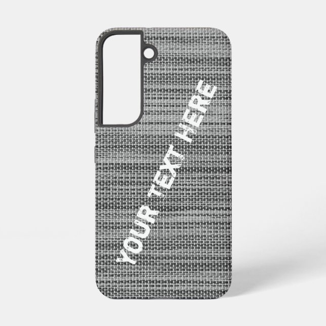 Faux Grey Fabric Custom Text Name Samsung Galaxy S22 Case (Back)