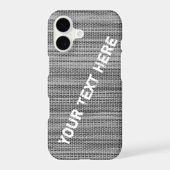 Faux Grey Fabric iPhone Case Personalized Text (Back)