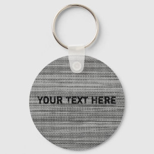 Faux Grey Fabric Keychain Customizable Your Text