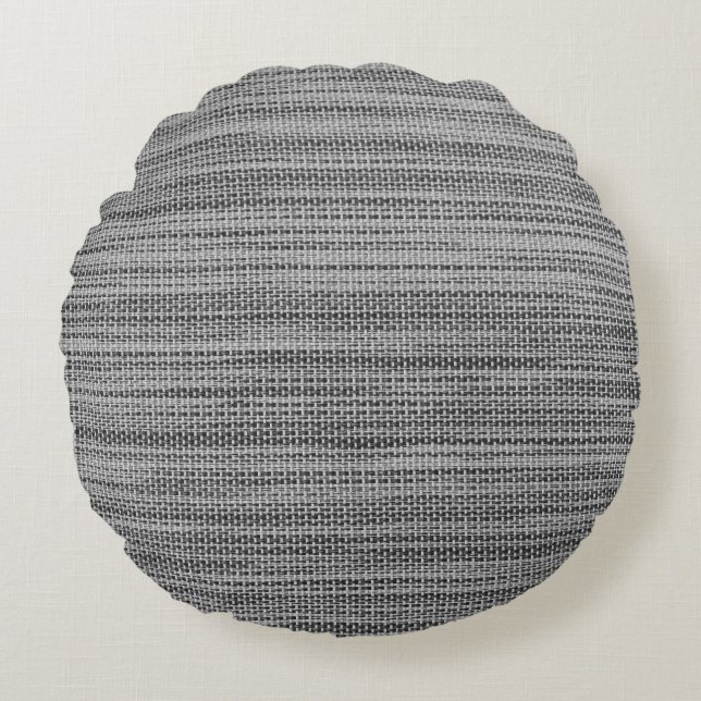 Faux Grey Fabric Round Pillow - Modern (Front)