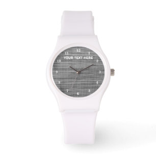 Faux Grey Fabric Your Text Personalized Watch Gift