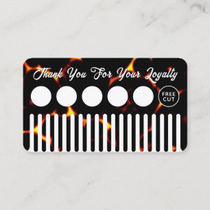 Faux hair comb looking hair salon loyalty card