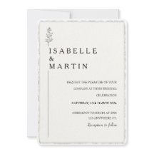 Faux Hand-Torn Script Photo Deckled Edge Wedding