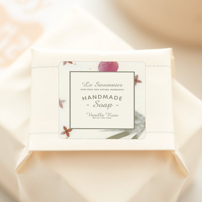 Faux Handmade Floral Paper Natural Soap Square Sticker (Creator Uploaded)