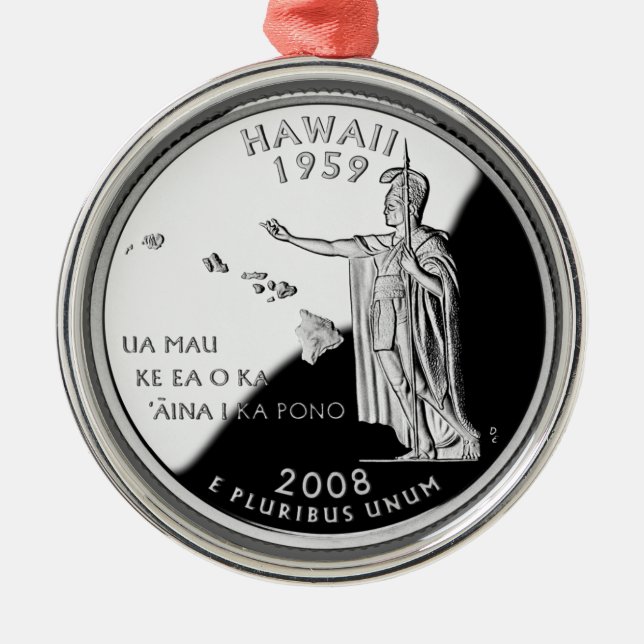 Faux Hawaii State Quarter Metal Ornament (Front)