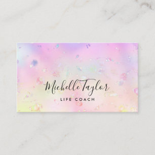 faux holograph iridescent opal stone elegant logo business card