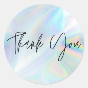Faux Holographic Business Thank You Classic Round Sticker