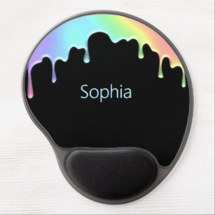 Faux Holographic Colourful Rainbow Drops Modern Gel Mouse Pad