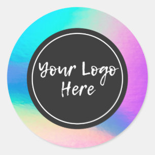 Faux Holographic Custom Trendy Classic Round Stick Sticker
