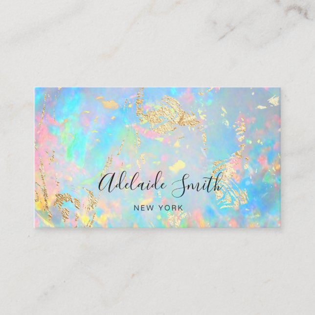 FAUX holographic effect opal stone texture Business Card (Front)